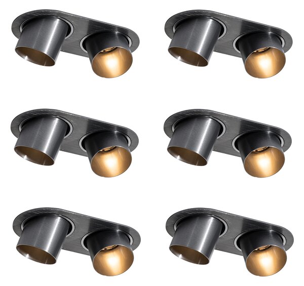 6 darabos süllyesztett spotlámpa készlet gunmetal GU10 50mm 2-Lights - Installa