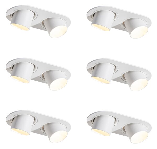 6 darabos fehér süllyesztett spotlámpa készlet GU10 35mm dönthető 2-lámpás - Installa