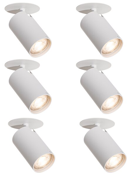 6 darabos modern, süllyesztett spotlámpa szett fehér GU10 50mm - Chels