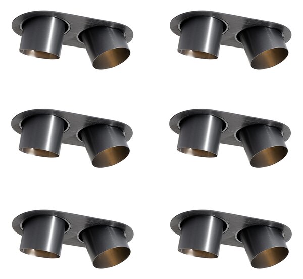 6 darabos süllyesztett spotlámpa készlet fegyverszürke GU10 70mm dönthető 2-lámpás - Installa