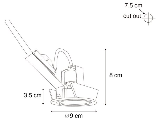 Modern fegyverszürke beépíthető spotlámpa szett, 6 db, GU10, 50mm, kerek, dönthető - Cisco
