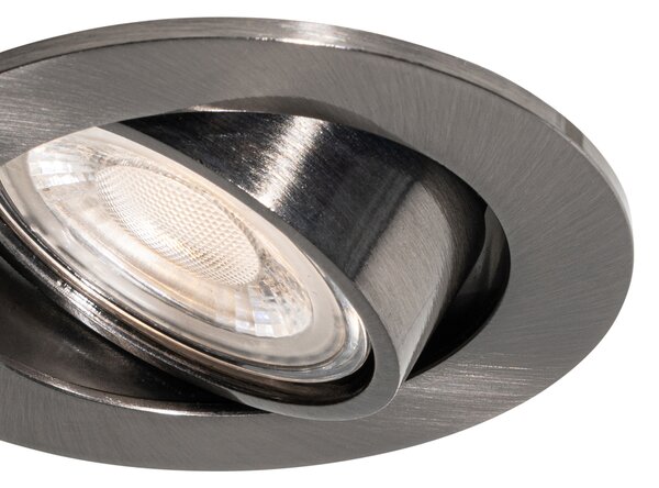 Modern fegyverszürke beépíthető spotlámpa szett, 6 db, GU10, 50mm, kerek, dönthető - Cisco