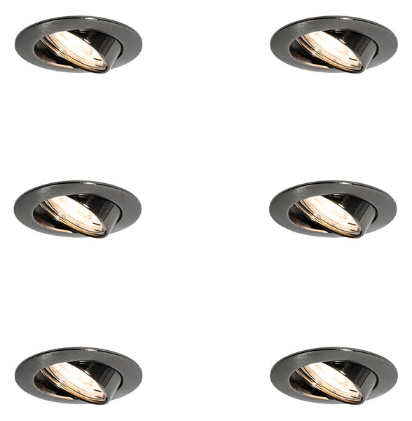 6 darabos modern fegyverszürke GU10 50mm kerek dönthető beépíthető spotlámpa szett - Edu