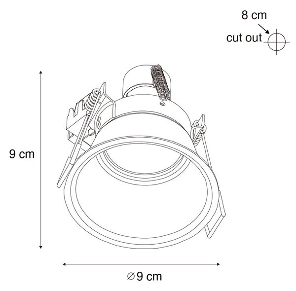 6 darabos modern beépíthető spotlámpa szett fekete arannyal GU10 50mm IP44 - Dept