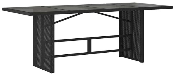 7 részes fekete polyrattan kerti bisztrógarnitúra párnákkal
