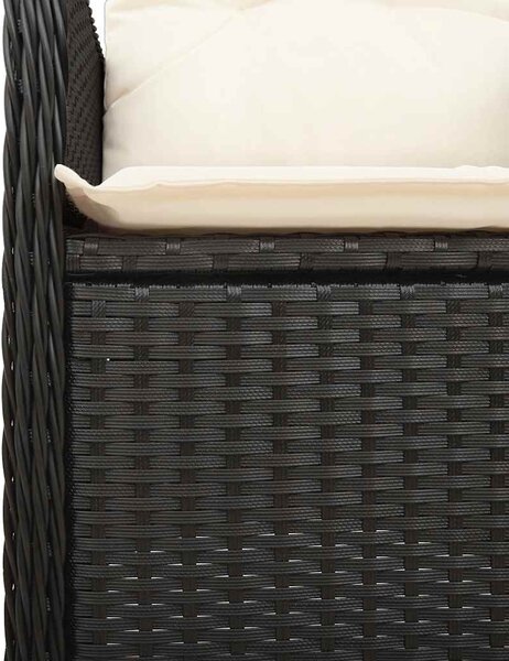 9 részes fekete polyrattan kerti bisztrógarnitúra párnákkal