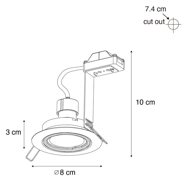 6 darabos modern fegyverszürke GU10 50mm kerek dönthető beépíthető spotlámpa szett - Edu
