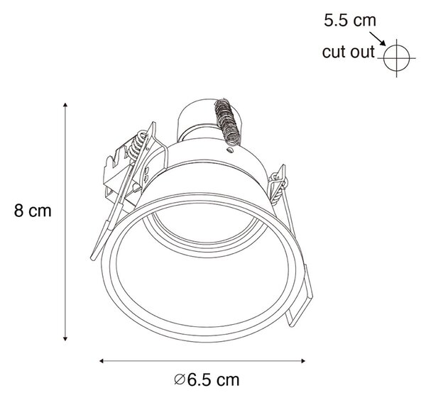 6 db-os modern beépíthető spotlámpa szett fekete arannyal GU10 35mm IP44 - Dept