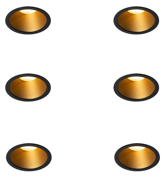 6 db-os modern beépíthető spotlámpa szett fekete arannyal GU10 35mm IP44 - Dept