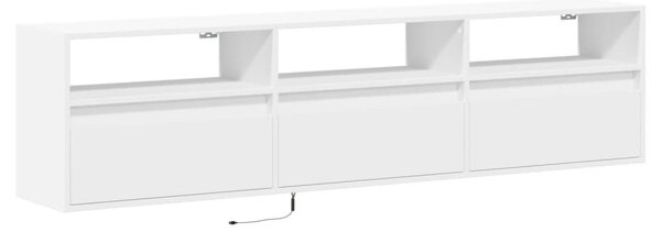 Fehér falra szerelhető TV-szekrény LED-del 180 x 31 x 45 cm
