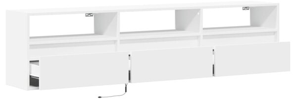 Fehér falra szerelhető TV-szekrény LED-del 180 x 31 x 45 cm