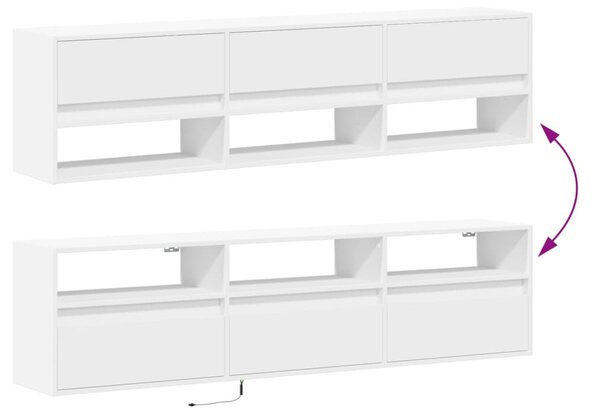 Fehér falra szerelhető TV-szekrény LED-del 180 x 31 x 45 cm