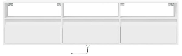 Fehér falra szerelhető TV-szekrény LED-del 180 x 31 x 45 cm