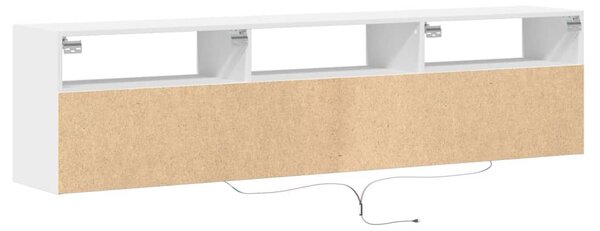 Fehér falra szerelhető TV-szekrény LED-del 180 x 31 x 45 cm