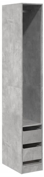 Betonszürke szerelt fa ruhásszekrény 30 x 50 x 200 cm