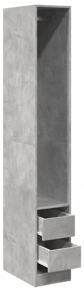 Betonszürke szerelt fa ruhásszekrény 30 x 50 x 200 cm