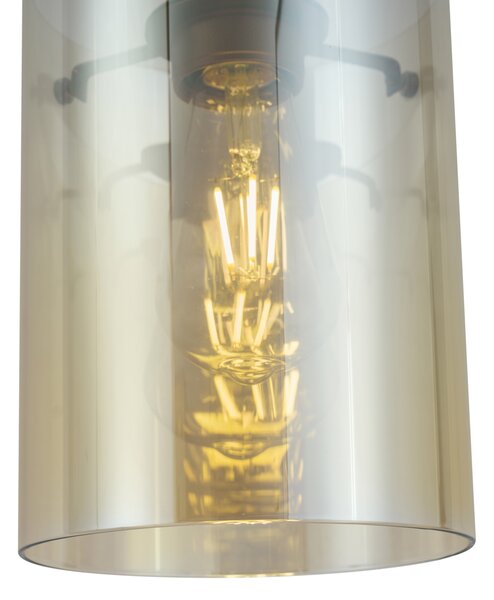 Modern spotlámpa sötét bronz színben borostyán üveggel 1 fázisú sínrendszerhez - Iconic Dome