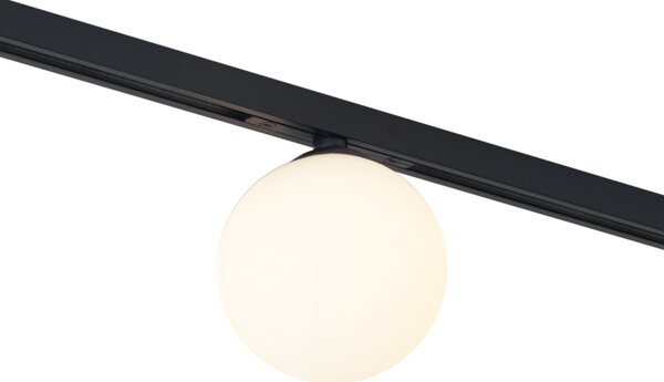 Modern mennyezeti lámpa fekete, fehér üveggel, 1 fázisú sínrendszerhez - Slimline Eira