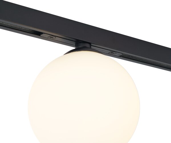 Modern mennyezeti lámpa fekete, fehér üveggel, 1 fázisú sínrendszerhez - Slimline Eira