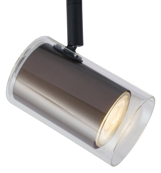 Modern spotlámpa sötét bronz színben, átlátszó üveggel, 1 fázisú sínrendszerhez - Iconic Lloyd