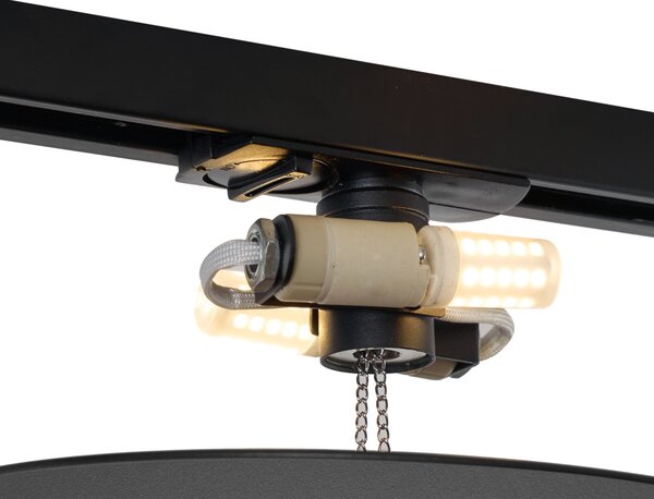 Modern fekete mennyezeti lámpa 1 fázisú sínrendszerhez 2 lámpás - Iconic Pulley