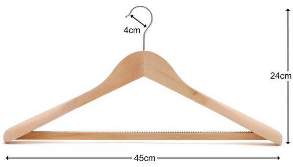 45cm Natúr Öltöny Fa Vállfa Gumis Csúszásgátlóval