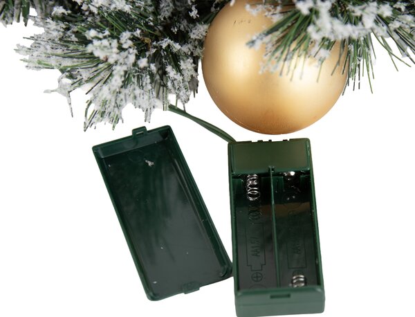 Karácsonyi koszorú fehér arannyal 45 cm LED-del és időzítővel - Jack