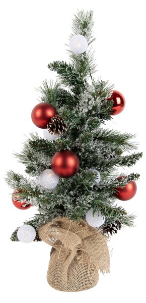Fehér karácsonyfa pirossal 60 cm LED-del és időzítővel - Jack