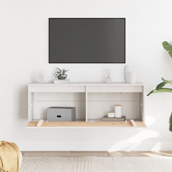Fehér tömör fenyőfa faliszekrény 100 x 30 x 35 cm