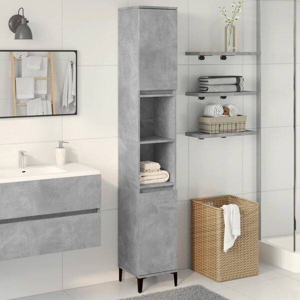 VidaXL betonszürke szerelt fa fürdőszobaszekrény 30 x 30 x 190 cm