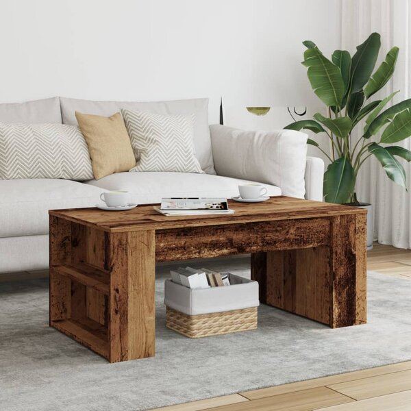Antik fa színű szerelt fa dohányzóasztal 102 x 55 x 42 cm
