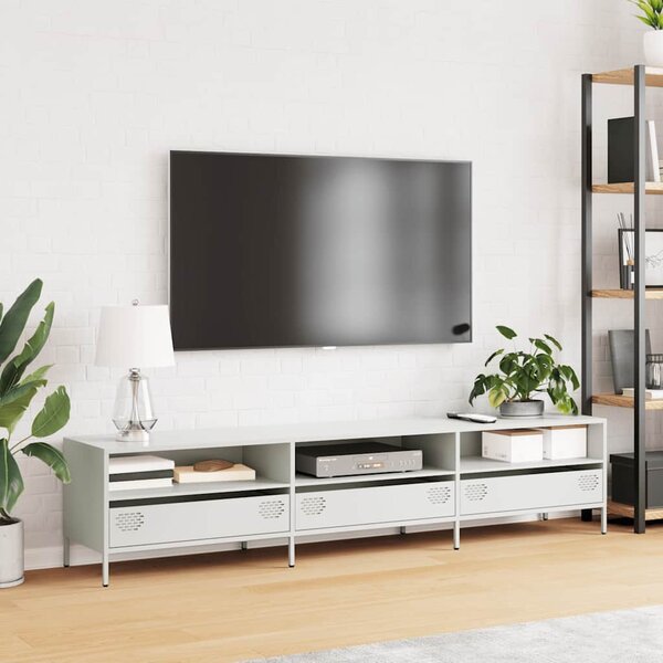 Fehér hidegen hengerelt acél TV-szekrény 202 x 39 x 43,5 cm