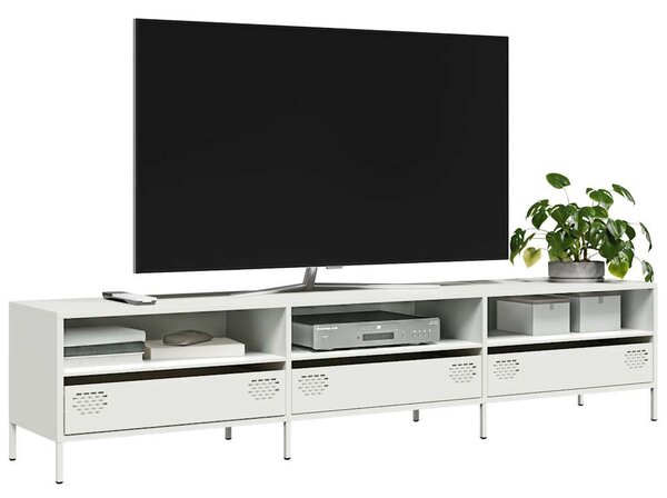 Fehér hidegen hengerelt acél TV-szekrény 202 x 39 x 43,5 cm