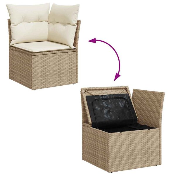 8 részes bézs polyrattan kerti ülőgarnitúra párnával