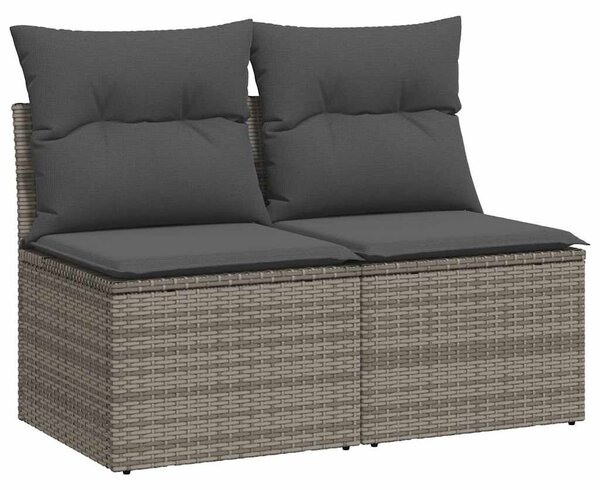 2 részes szürke polyrattan akácfa kerti ülőgarnitúra párnákkal