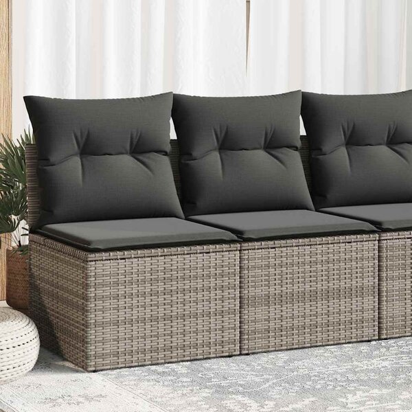 2 részes szürke polyrattan akácfa kerti ülőgarnitúra párnákkal
