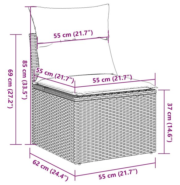 2 részes világosszürke polyrattan akácfa ülőgarnitúra párnákkal