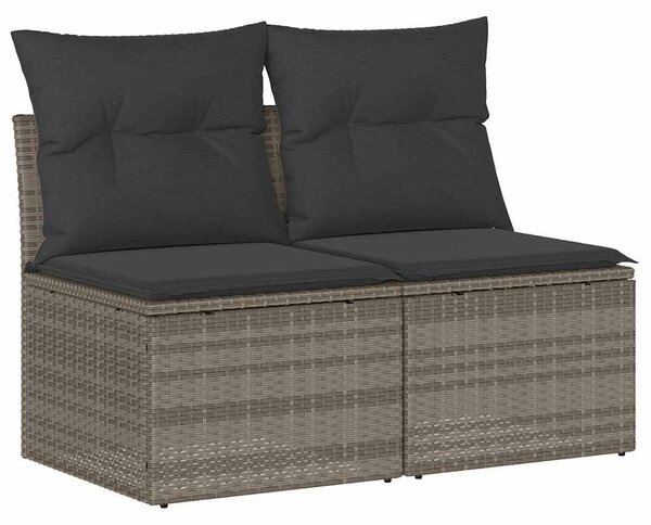 2 részes világosszürke polyrattan akácfa ülőgarnitúra párnákkal