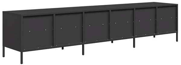 Fekete hidegen hengerelt acél TV-szekrény 202 x 39 x 43,5 cm