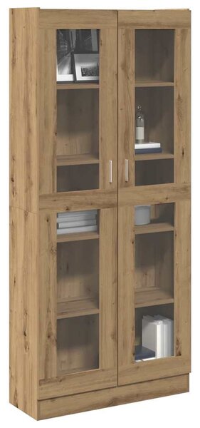 Kézműves tölgy színű szerelt fa magasszekrény 82,5x30,5x185 cm