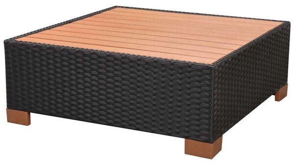 VidaXL 9-részes fekete polyrattan kerti bútorszett párnákkal