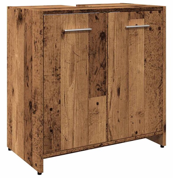 Antik fa színű szerelt fa fürdőszobai mosdószekrény 60x33x60 cm