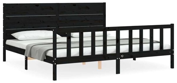 VidaXL Fekete Tömörfa Ágykeret - 200x200 cm