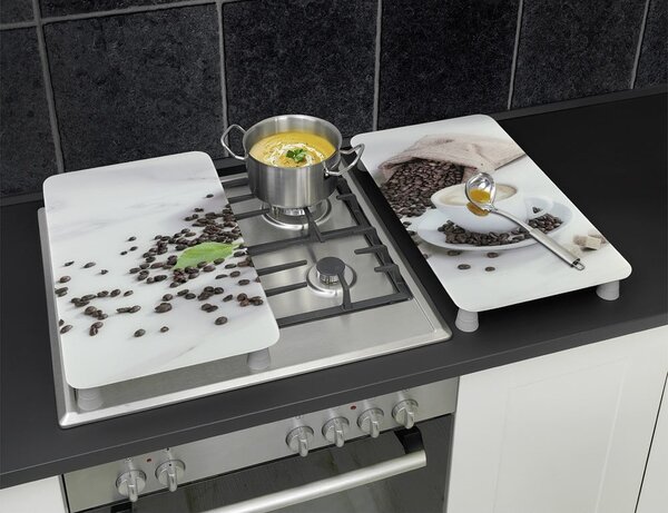 Edzett üveg tűzhely fedőlap szett 2 db-os 52x30 cm Café Aromatica – Maximex
