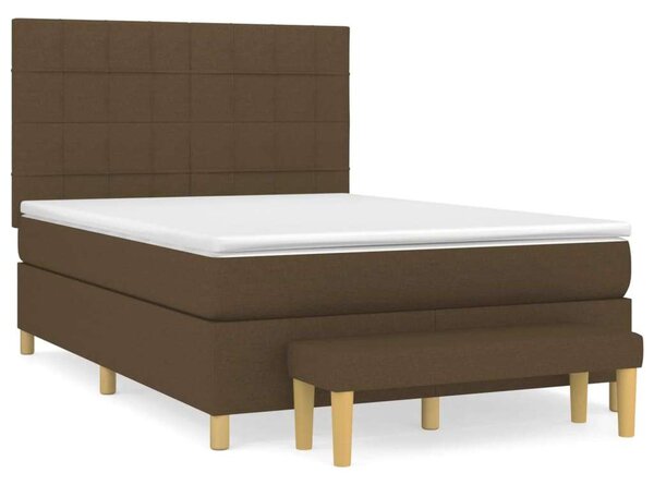 VidaXL sötétbarna szövet rugós ágy matraccal 140 x 190 cm