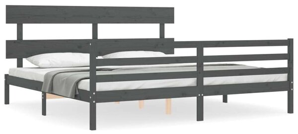 VidaXL Tömörfa Ágykeret - Szürke - 200x200 cm