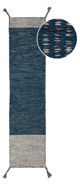 Anu kék gyapjú futószőnyeg, 60 x 200 cm - Flair Rugs