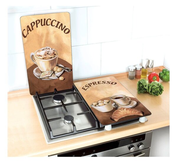 Edzett üveg tűzhely fedőlap szett 2 db-os 30x52 cm Coffee – Wenko
