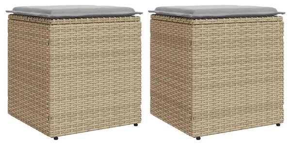 2 db bézs polyrattan kerti szék párnával 40x40x43 cm