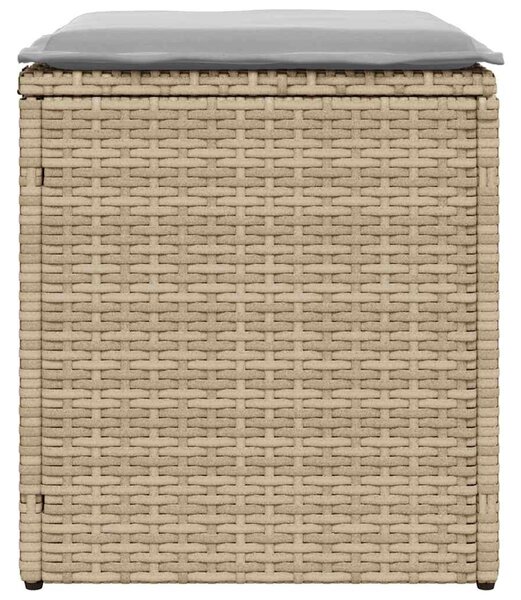 2 db bézs polyrattan kerti szék párnával 40x40x43 cm